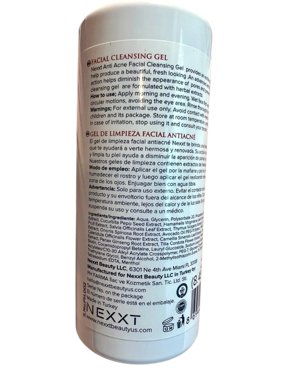 NEXXT Anti Acne Facial Cleansing Gel - White Pump Bottle - Picture 4 of 7